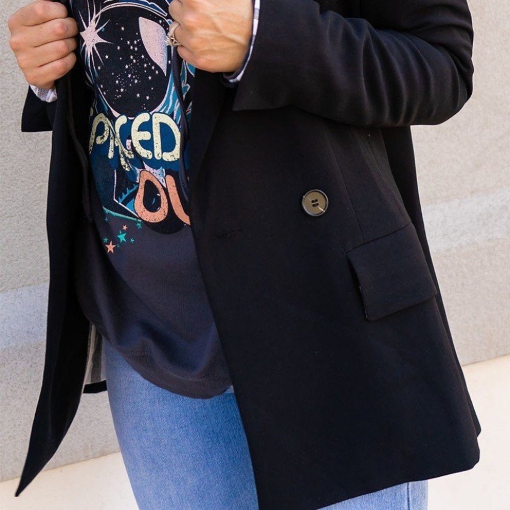 Solid Woven Blazer Jacket - image 3